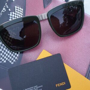 Fendi Sunglasses Shades Brown Olive Green Fashion Women Casual Formal Accessory